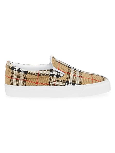 burberry thompson canvas slip on sneakers.